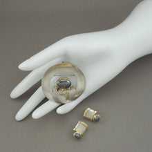 Load image into Gallery viewer, Vintage Artisan Crafted Hematite Sterling Silver Jewelry Set - Southwestern Style Brooch / Pendant and Earrings - Hand Made, Hematite, Sterling Silver and Gold Pin