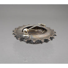 Load image into Gallery viewer, Antique Victorian Era Silver Coin Brooch - Enameled William IV 1836 Half Crown Replica - Sterling or Coin Silver * - Cobalt Blue, White and Green