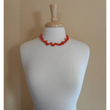 Load image into Gallery viewer, Old Vintage Bamboo Coral Necklace Hand Knotted Orange Flat Nugget Beads