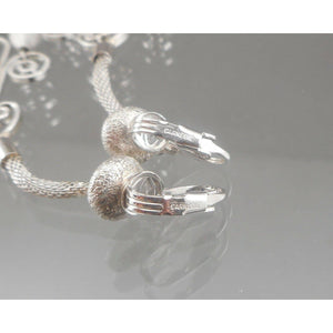 4" Vintage Carnegie Clip Chandelier Earrings Brushed Silver Tone Teardrop Beads