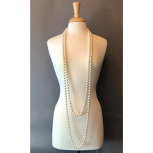 Load image into Gallery viewer, A Pair of Vintage Flapper Style Faux Pearl Strand Necklaces - 51&quot; and a 65&quot; Strings - 12mm Glass Beads - Gold Tone Clasps