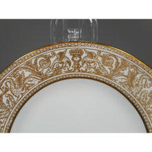 Load image into Gallery viewer, 4 Wedgwood Bone China Bread and Butter Plates - Florentine Pattern W4219, Gold Gilding on White - Dragons Griffins - 6&quot; - Old Green Urn Backstamp Mark