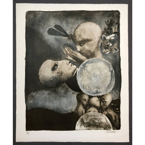 Federico Castellon Original Print - Forbidden, 1970 - Color Lithograph, Signed and Numbered