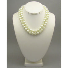 Load image into Gallery viewer, Vintage Opera Length Faux Pearl Strand Necklace - 32" String - 12mm White Glass Beads - Gold Tone Clasp