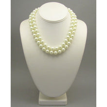 Load image into Gallery viewer, Vintage Opera Length Faux Pearl Strand Necklace - 32&quot; String - 12mm White Glass Beads - Gold Tone Clasp