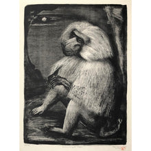 Load image into Gallery viewer, Benton Spruance Original Print - Hamadryas Ape, 1951 - Lithograph, Signed, Limited Edition of 30 - Baboon