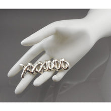 Load image into Gallery viewer, Large Vintage Hugs and Kisses Taxco Mexican Artisan Brooch - Sterling Silver X O Pin - Signed TF-43 - Hand Made in Mexico