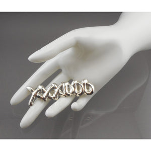 Large Vintage Hugs and Kisses Taxco Mexican Artisan Brooch - Sterling Silver X O Pin - Signed TF-43 - Hand Made in Mexico