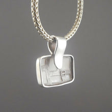 Load image into Gallery viewer, Vintage Mother of Pearl Shell Sterling Silver Pendant w/ Wheat Chain Modernist Geometric Design