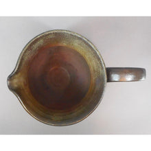 Load image into Gallery viewer, Gudrun Halldorsdottir Ceramic Pitcher, Iceland, 1996 - Hand Thrown Artisan Pottery - Brown, Green Earth Tone and Gunmetal Metallic Glaze