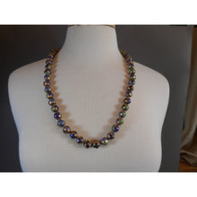 Load image into Gallery viewer, Vintage Cloisonne Enamel Chinese Bead Matinee Length Necklace Gold Green Blue Red Flower