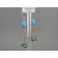 Load image into Gallery viewer, Vintage Stone Nugget Bead Dangle Earrings - Southwestern Style, Silver Tone, Turquoise, Sodalite, Jasper