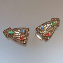 Load image into Gallery viewer, Antique or Vintage Art Deco / Nouveau Era Sash Belt Buckle Red Blue Green Multi Color Rhinestones