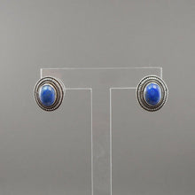 Load image into Gallery viewer, Vintage Lapis Lazuli Gemstone Sterling Silver Post Earrings Southwestern USA, possibly Navajo