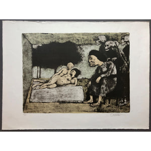 Federico Castellon Original Print - Lovers, 1965 - Color Lithograph, Signed and Numbered