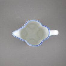Load image into Gallery viewer, Antique or Vintage Porcelain Delft Style Flow Blue Creamer Pitcher - White Pottery Delftware Milk Jug - Sailboat Gondola Design
