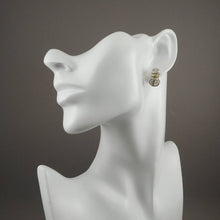 Load image into Gallery viewer, Vintage Crystal Hinged Dangle Earrings - Sterling Silver with Clear Oval Open Back Stones