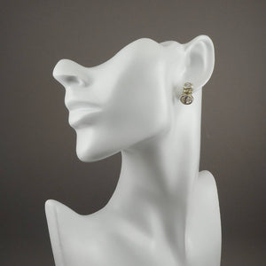 Vintage Crystal Hinged Dangle Earrings - Sterling Silver with Clear Oval Open Back Stones
