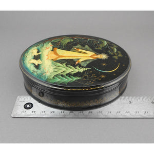 Excellent Vintage Kholui Russian Hinged Lacquer Desk or Trinket Box - The Snow Maiden Fairy Tale - Circa 1980, Exquisitely Hand Painted and Signed - One of a Kind - Estate Collection