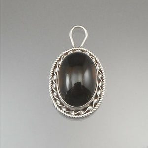 Vintage Southwestern Style Smoky Quartz Sterling Silver Pendant Oval Gemstone