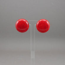 Load image into Gallery viewer, Vintage 1930s / 1940s Bakelite Earrings - Cherry Red Marble - Button Style with Screw Backs - Early Plastic Estate Costume Jewelry