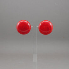 Load image into Gallery viewer, Vintage 1930s / 1940s Bakelite Earrings - Cherry Red Marble - Button Style with Screw Backs - Early Plastic Estate Costume Jewelry