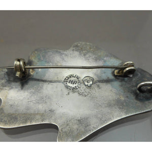 Vintage Mid Century Melecio Rodriguez Brooch Pendant Taxco Mexico Sterling Silver Pin Modernist Design Pin Signed MR