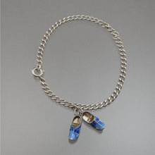 Load image into Gallery viewer, Excellent Vintage Dutch Delft Style Shoe Charms - 835 Silver on Sterling Chain Bracelet - Blue and White - Holland Souvenir