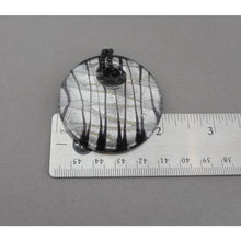Load image into Gallery viewer, Vintage Handmade Murano Venetian Glass Disc Pendant - Black, White and Silver Foil - Estate Collection Jewelry