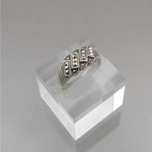 Load image into Gallery viewer, Vintage Art Deco Style Cigar Band Ring - Sterling Silver with Marcasite Stones - Size 8 3/4