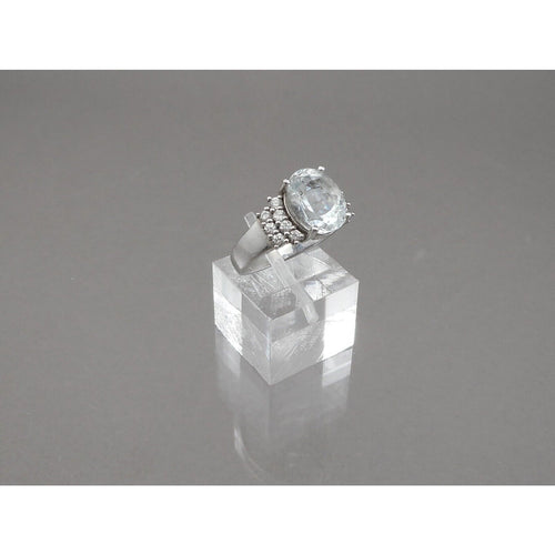 Vintage Kit Heath Blue Topaz * Faux Diamond Cocktail Ring Sterling Silver Size 5