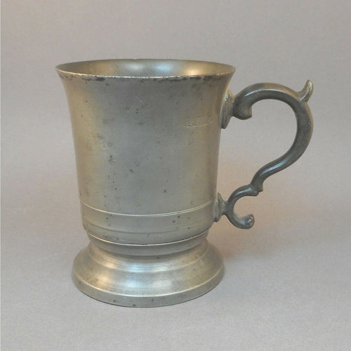 Antique Belgian Flemish 1/2 Pint Pewter Mug Tankard R. Pompe Bruxelles Belgium