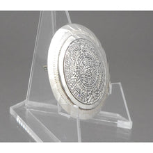 Load image into Gallery viewer, Vintage Taxco Mexican Artisan Brooch / Pendant - Sterling Silver Mayan Calendar Pin - Hand Made in Mexico, Signed EMF, Eagle Mark