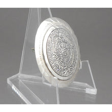 Load image into Gallery viewer, Vintage Taxco Mexican Artisan Brooch / Pendant - Sterling Silver Mayan Calendar Pin - Hand Made in Mexico, Signed EMF, Eagle Mark