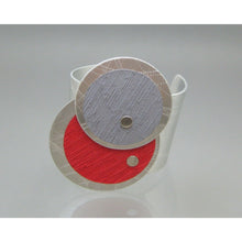 Load image into Gallery viewer, Textured Aluminum Bracelet Tagged CAC Store Circo Tierras Silver Red Fabric Cuff