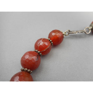 Vintage Handmade Syrian Middle East Necklace Red Quartz Carnelian Silver Beads