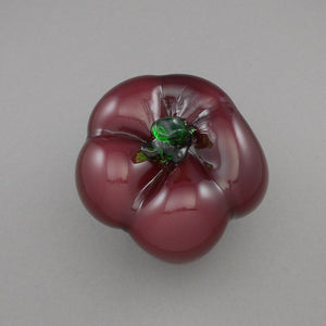Pepper Paperweight Hand Blown Glass Purple / Brown Green Vegetable Garden Theme Gift