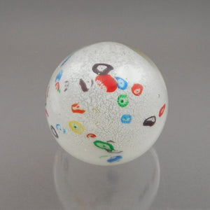 Antique 2.5" Art Glass Paperweight Millefiori on Frost White Layer