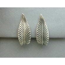 Load image into Gallery viewer, Vintage Whiting &amp; Davis Leaf Design Earrings, Silver Tone, Signed Designer Jewelry, Clip Ons