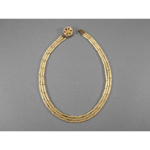 Load image into Gallery viewer, Vintage 1950s Brushed Gold Tone Multi Strand Collar Necklace - Tube Beads Strung on Fine Chain