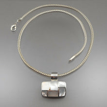 Load image into Gallery viewer, Vintage Mother of Pearl Shell Sterling Silver Pendant w/ Wheat Chain Modernist Geometric Design