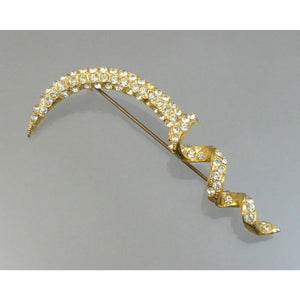 Vintage Signed Anda Modes Snake Brooch - Pave Rhinestone Gold Tone Asp Serpent Pin - Designer Estate Costume Jewelry