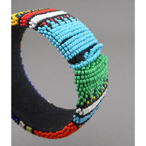 Vintage Zulu African Maasai Beaded Bracelet - Multicolor Glass Seed Bead Bangle - Handmade Ethnic, Tribal, Jewelry