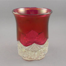 Load image into Gallery viewer, Antique 1904 Atlantic City NJ Boardwalk Souvenir Ruby Flash Stain Pressed Glass Cup Tumbler Victorian Edwardian Glassware
