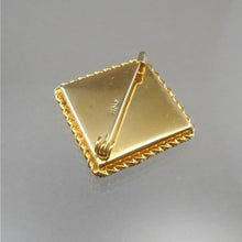 Load image into Gallery viewer, Vintage Italian Glass Micro Mosaic Brooch Pin Gold Tone White w Flowers Italy