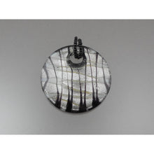 Load image into Gallery viewer, Vintage Handmade Murano Venetian Glass Disc Pendant - Black, White and Silver Foil - Estate Collection Jewelry