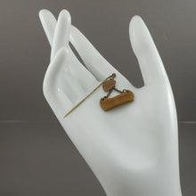 Load image into Gallery viewer, Antique Victorian Mt. Pocono Souvenir Stick Pin Brooch Canoe Gold * Heart Charm
