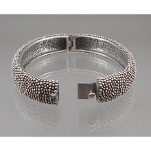 Load image into Gallery viewer, Vintage J. (Jessica) Hengen Signed American Artisan Crafted Bracelet - Granulated Sterling Silver Hinged Bangle - Hand Made in New York USA