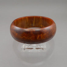 Load image into Gallery viewer, Vintage Authentic Bakelite Bracelet 1&quot; Wide Plastic Bangle Marbled Brown