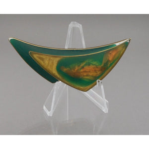 Large Vintage Handmade Modern Artisan Pendant Acrylic Resin Brass Gold Green